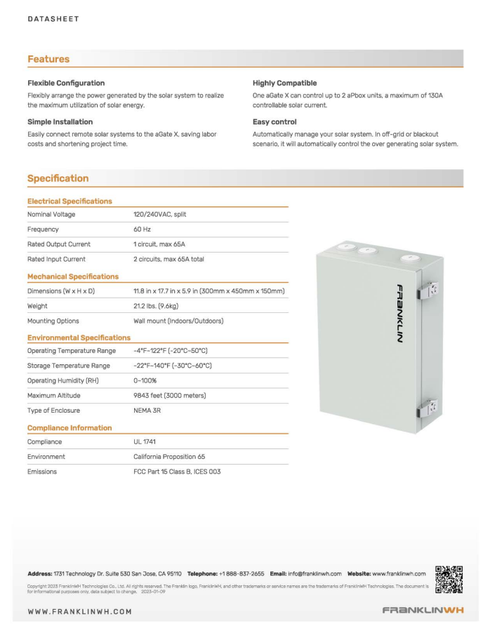 FranklinWH aPbox (ACCY-RCV1-US) - product photo