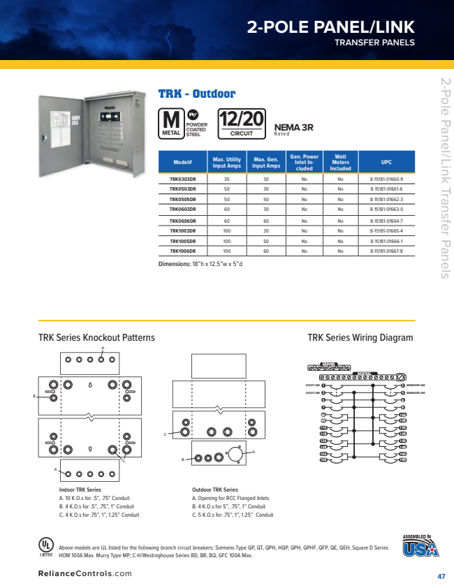 reliance sub panel datasheet
