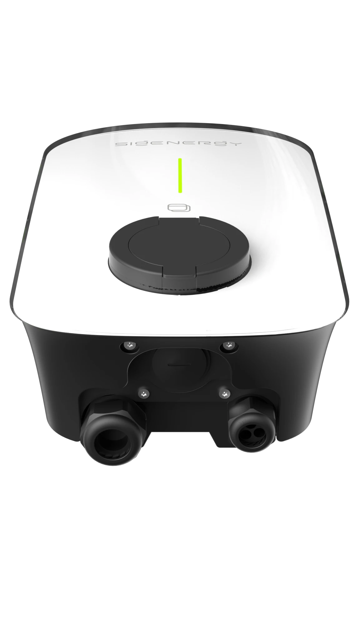 Sigenergy Sigen EVAC 11.5kW EV AC charger - top view showing green status indicator and charging port cover