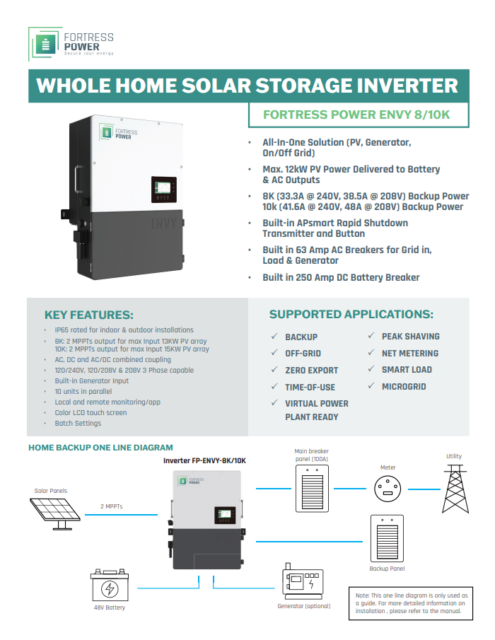 Fortress Power Envy 8/10kW Hybrid Inverter - product photo