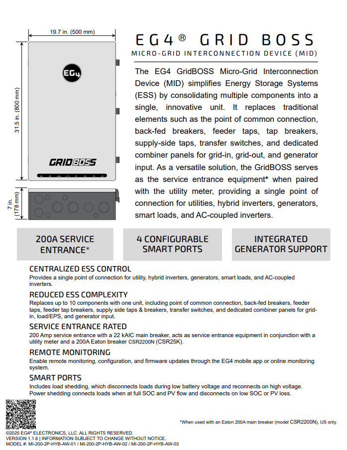 EG4 GridBoss MID 200A V3.1 (1511048-V3.1) - alternate view