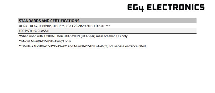 EG4 GridBoss MID 200A V3.1 (1511048-V3.1) - datasheet specifications