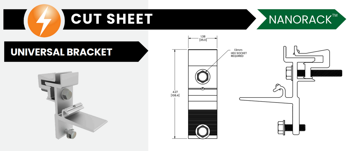 Sunmodo NanoRack Universal Bracket spec drawing