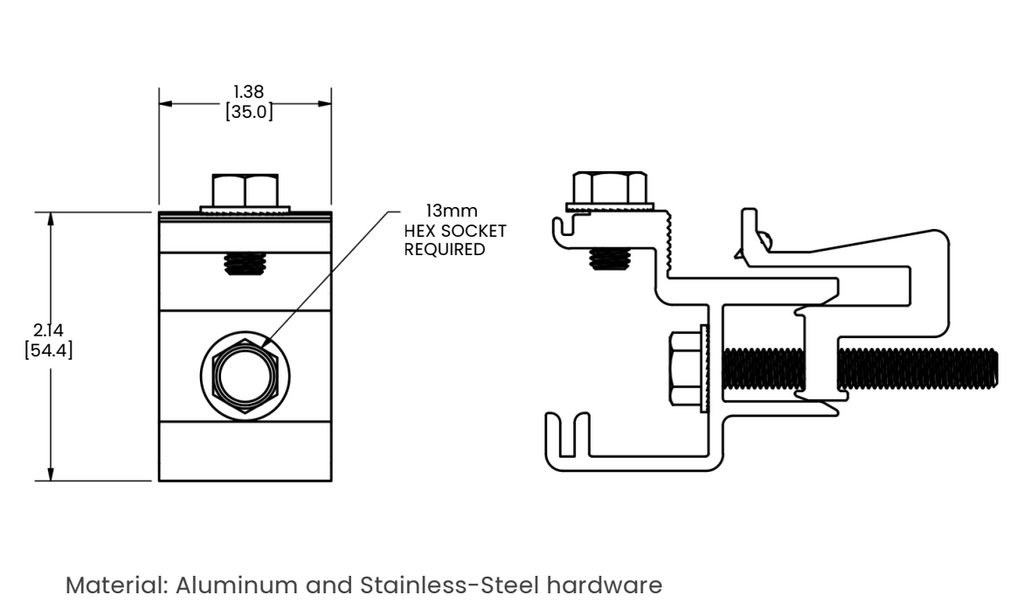 Sunmodo Skirt Clamp Nanorack spec drawing